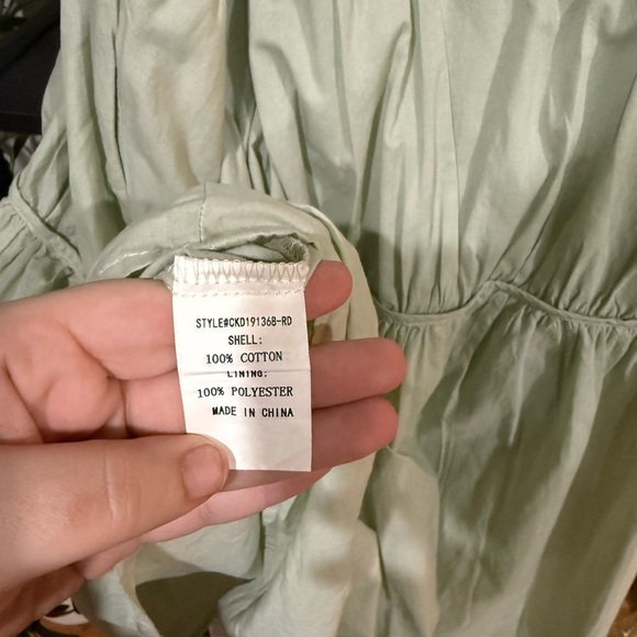 MELLODAY Green Pleated Tiered Midi Sundress size large - Picture 10 of 11